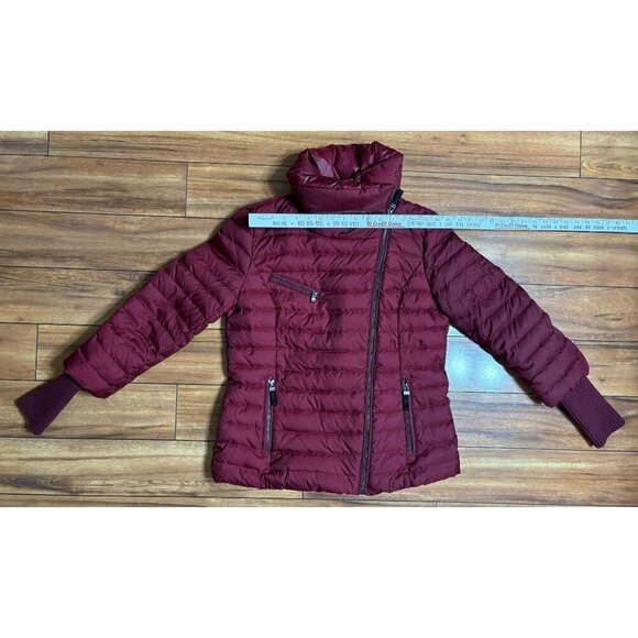 Marc New York Burgundy Down Filled Quilted Puffer Coat Women's Large Luxury - Picture 4 of 12
